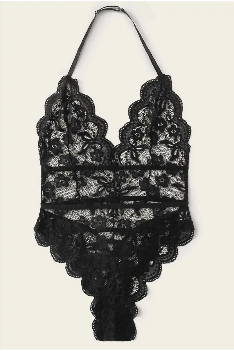 Plunging Lace Halterneck Teddy