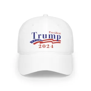 President Trump 2024 With Wavy Flag Low Profile Baseball Cap