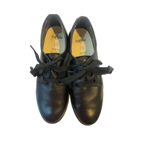 Primigi black lace up school shoe