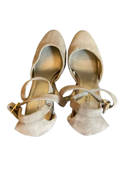 PURE Alfred Sung Grey Ankle Strap Heels