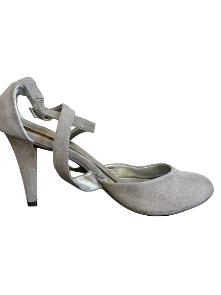 PURE Alfred Sung Grey Ankle Strap Heels