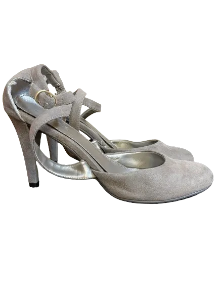 PURE Alfred Sung Grey Ankle Strap Heels