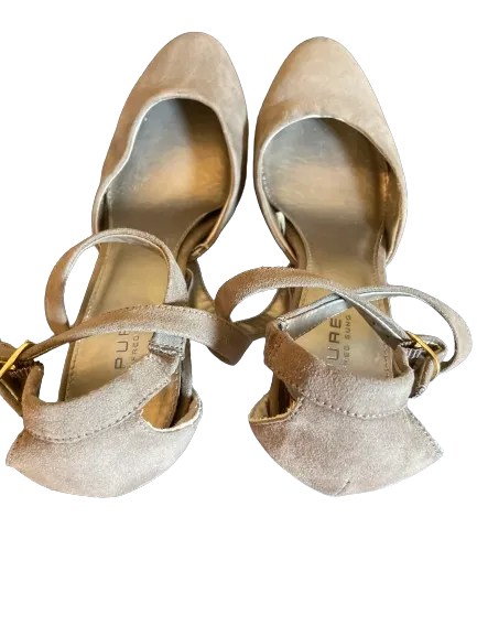 PURE Alfred Sung Grey Ankle Strap Heels