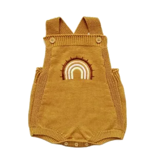 Rainbow Knitted Romper | Mustard