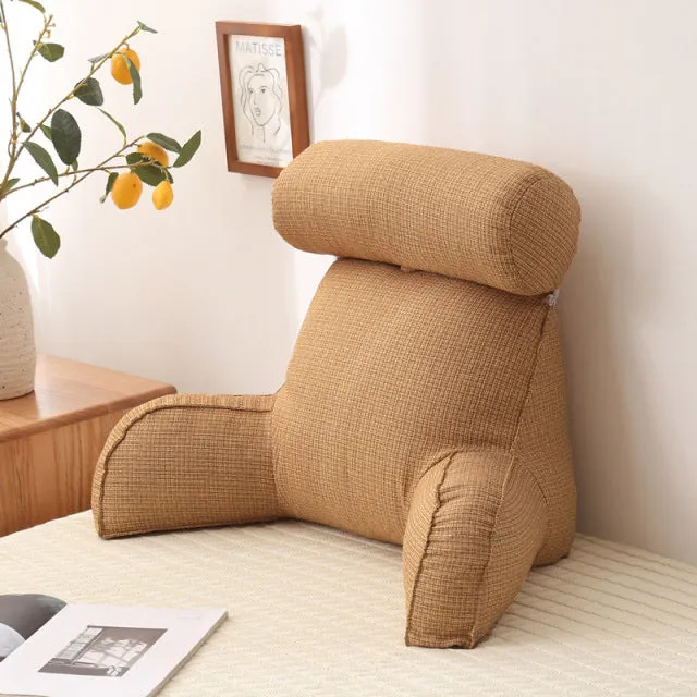Reading Pillow with  Armrests and  Round Pearl Cotton Core Detachable