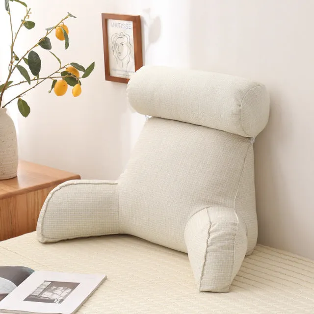 Reading Pillow with  Armrests and  Round Pearl Cotton Core Detachable