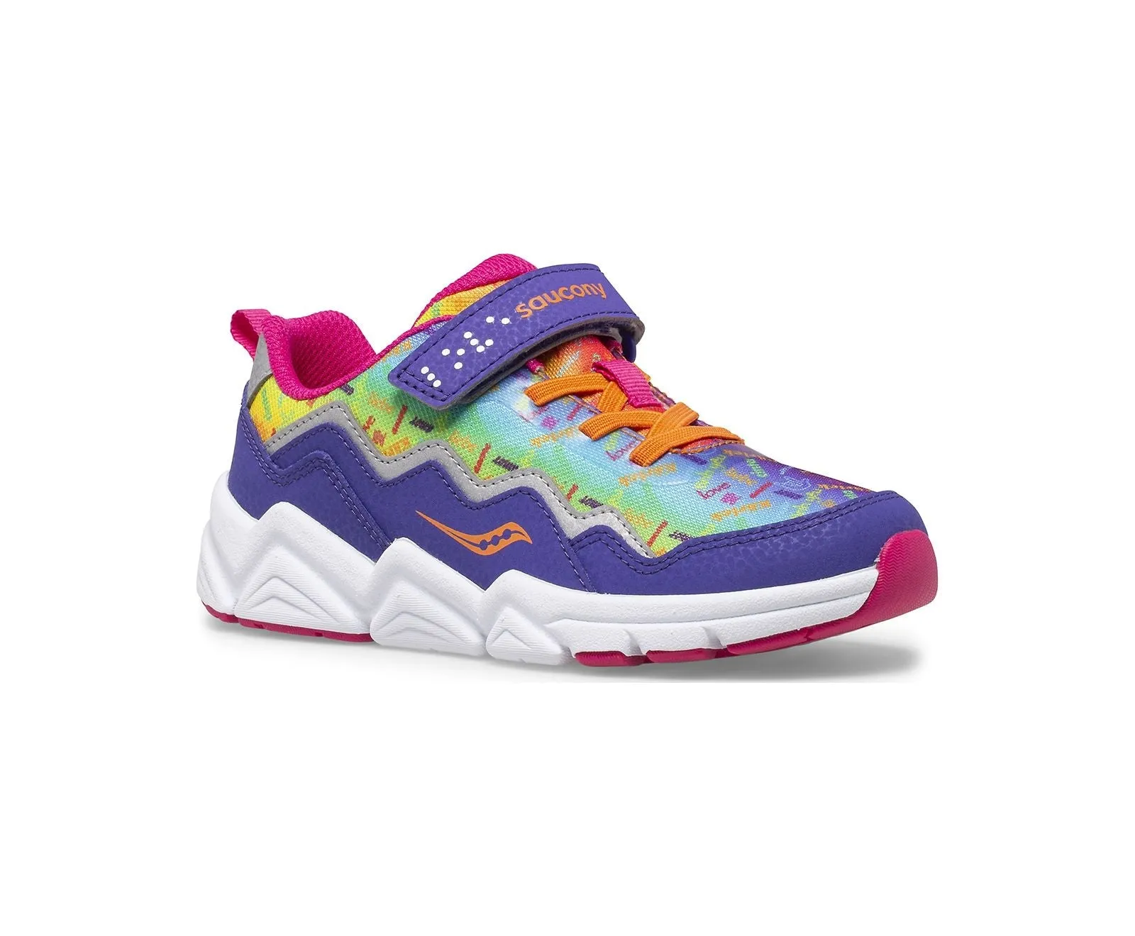 SAUCONY - Big Kid's Flash A/C 2.0 Sneaker, Rainbow Love