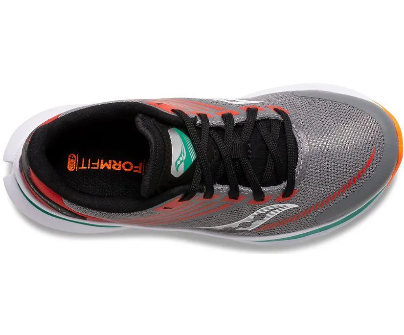 SAUCONY - Big Kid's Kinvara 12 Sneaker, Grey/Orange