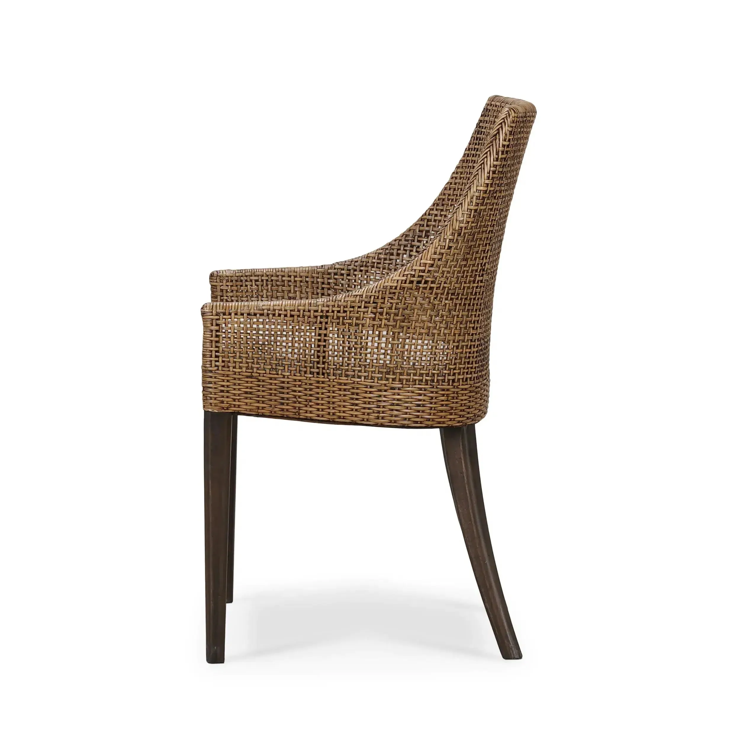 Savanah Dining Chair in Light Glazed Rattan w/ Arctic White Performance Fabric Cushion