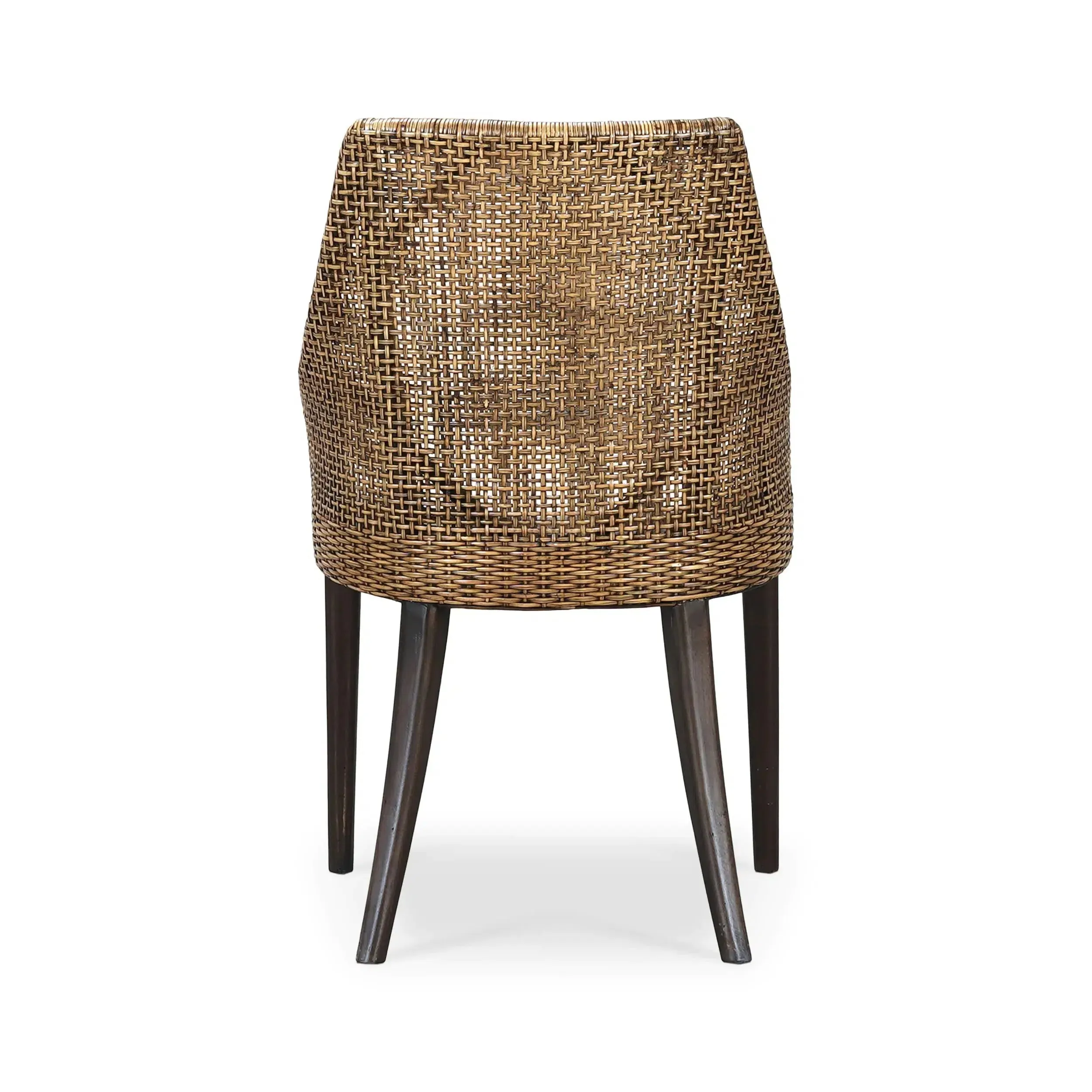 Savanah Dining Chair in Light Glazed Rattan w/ Arctic White Performance Fabric Cushion
