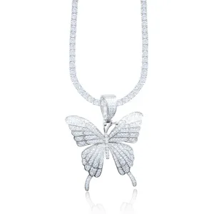 SILVER BUTTERFLY TENNIS NECKLACE