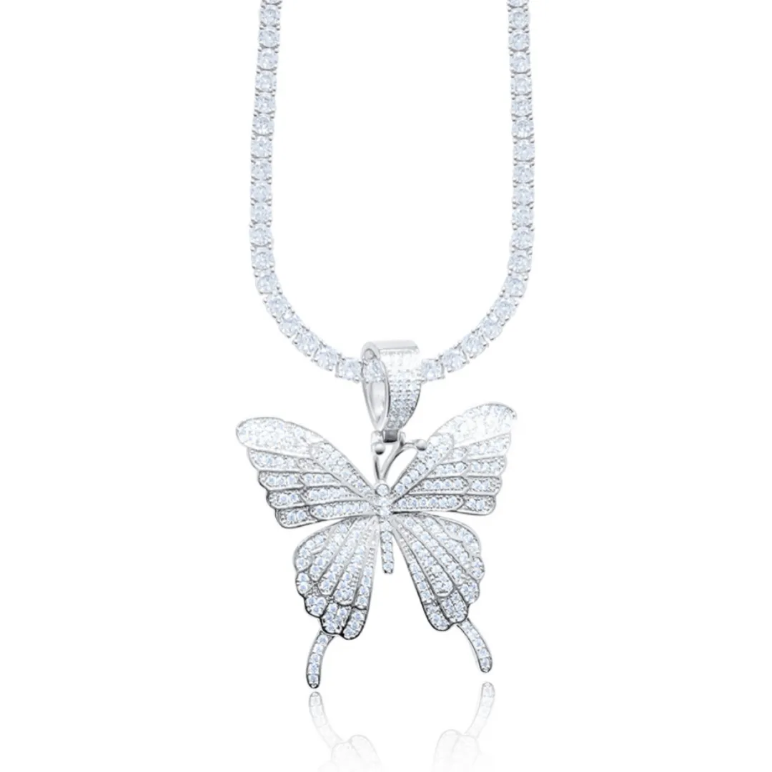 SILVER BUTTERFLY TENNIS NECKLACE