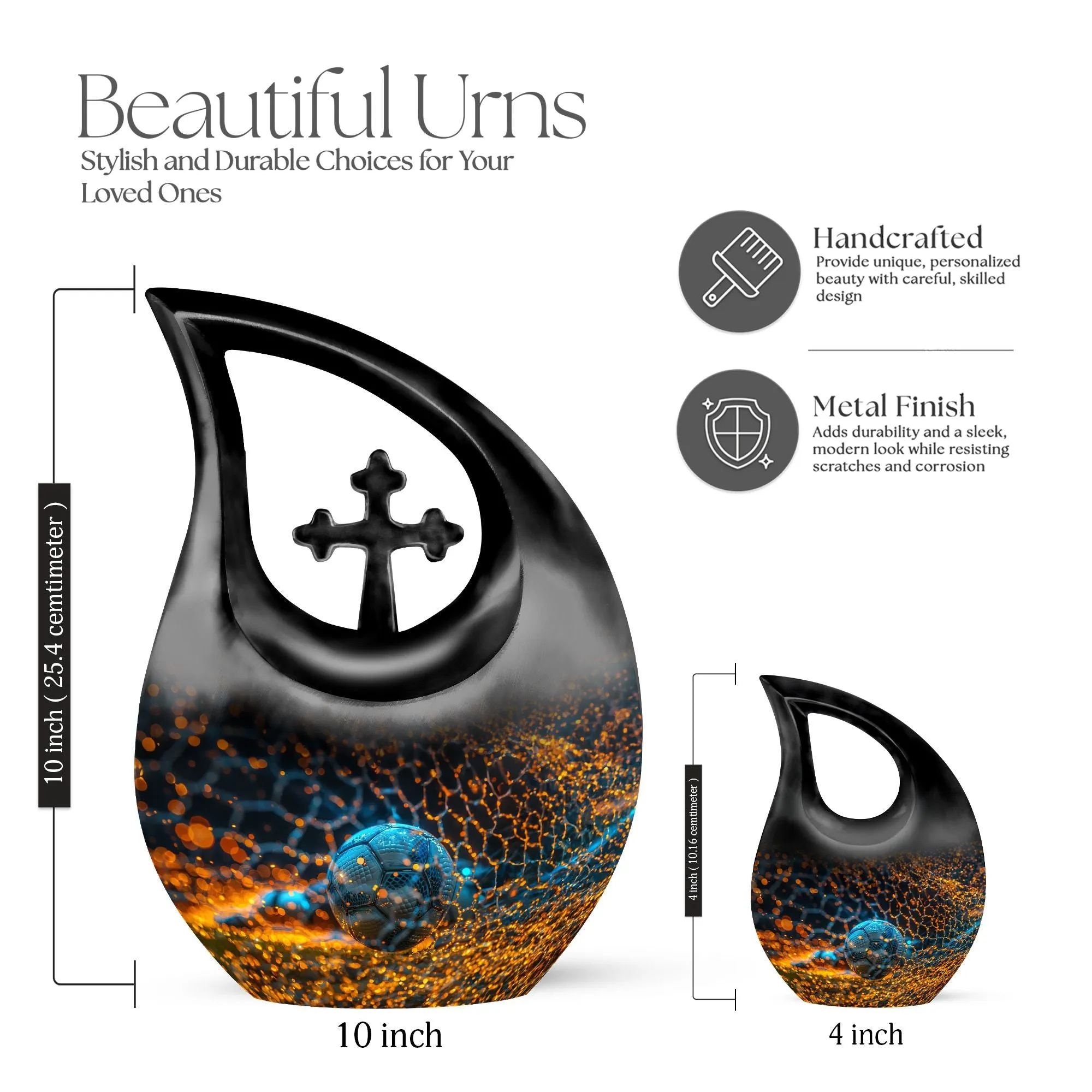 Soccer Enthusiast's Commemorative Urn – Blending Faith and Sport