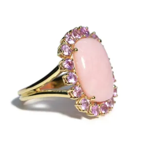Sole - Ring with Pink Opal and Light Pink Sapphires, 18k Yellow Gold