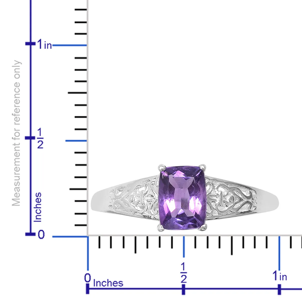 Sterling Silver Cushion Cut 1.40 ct AMETHYST Solitaire Ring