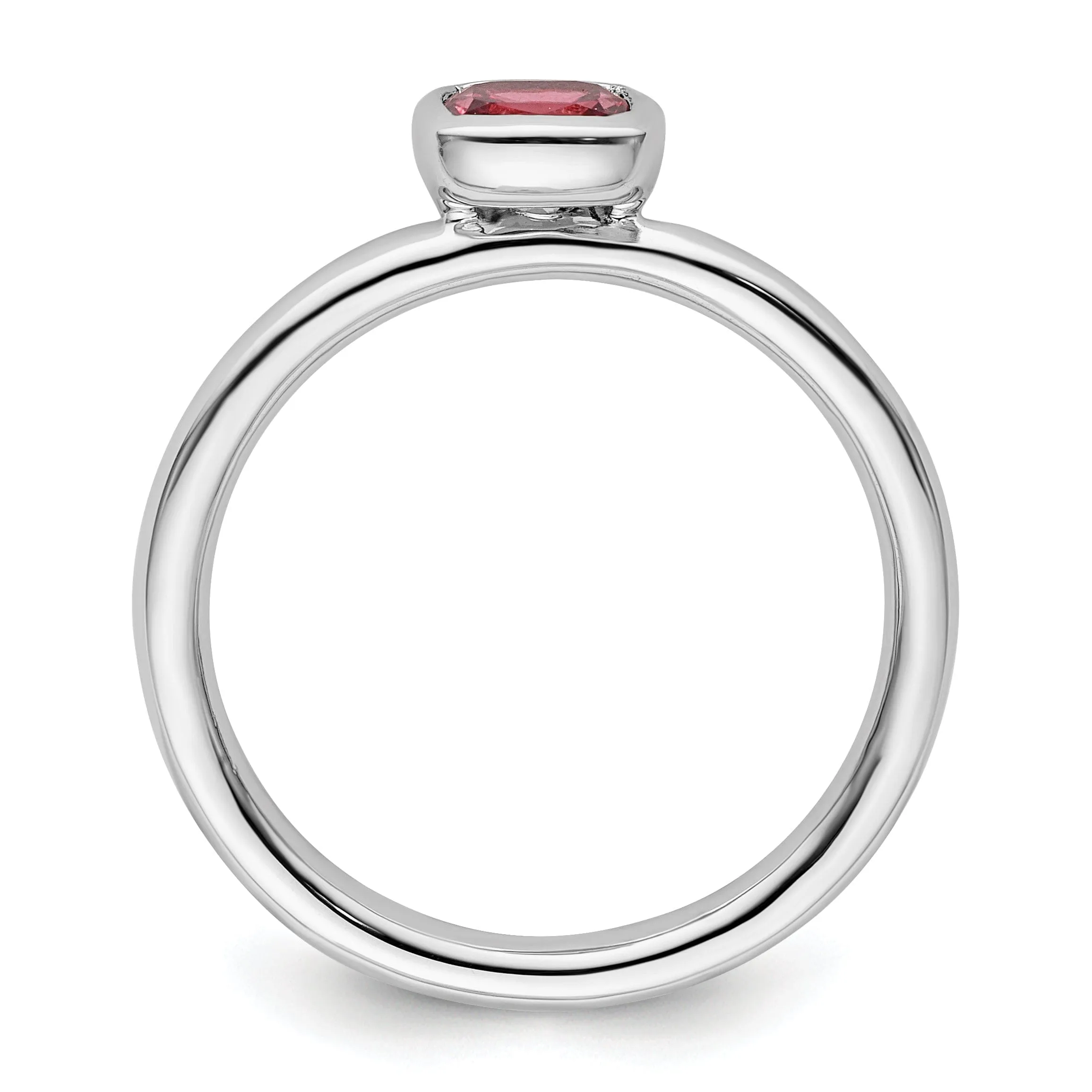 Sterling Silver Cushion Cut Pink Tourmaline Ring