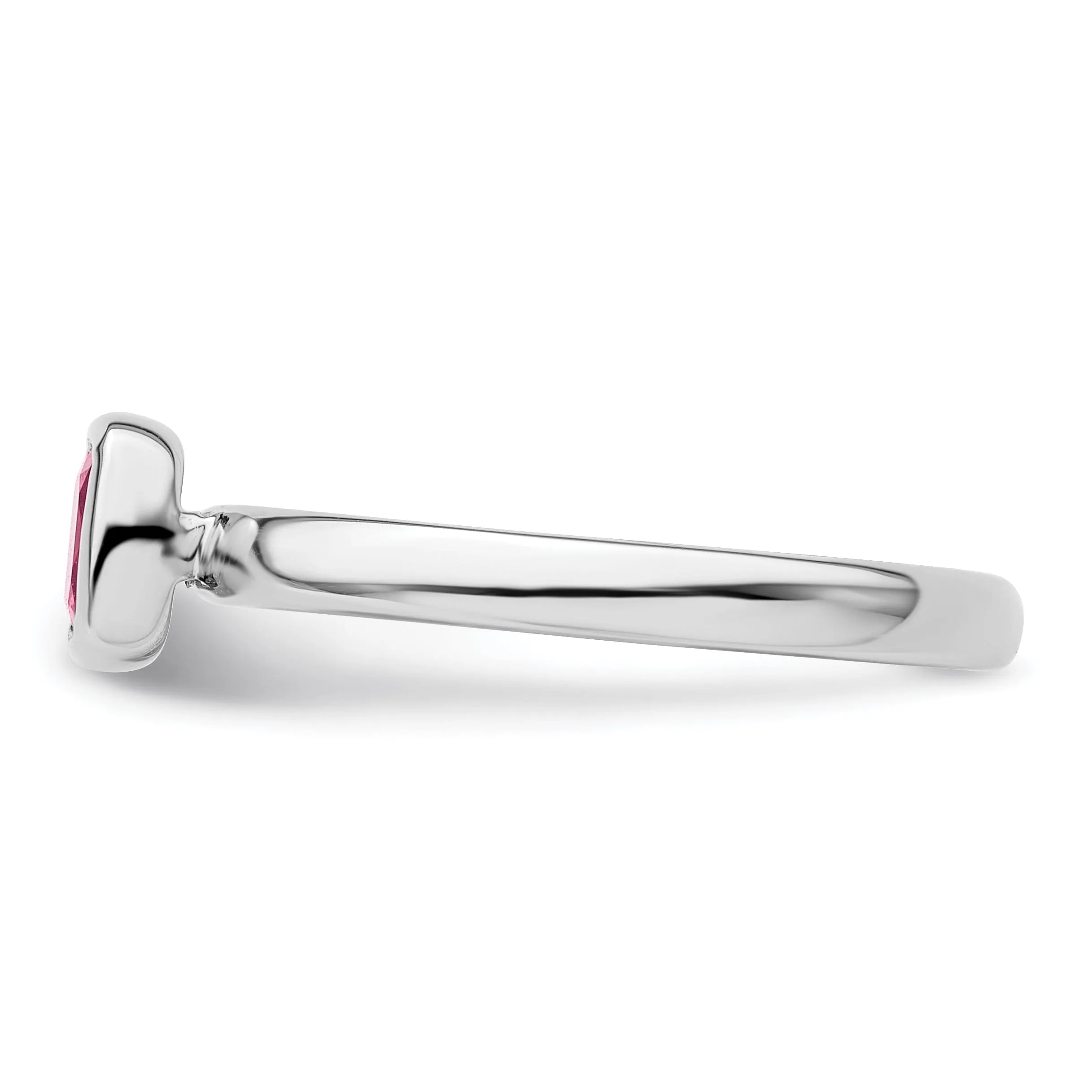 Sterling Silver Cushion Cut Pink Tourmaline Ring