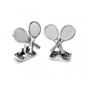 STERLING SILVER TENNIS RACQUET CUFFLINKS