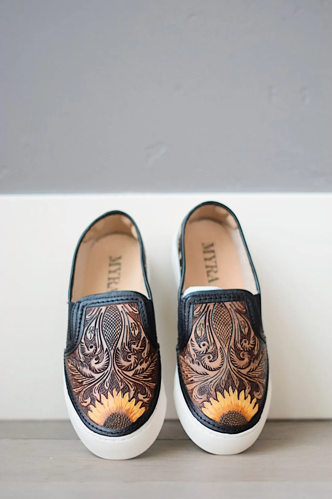 Sunflower Tooled Leather Sneakers