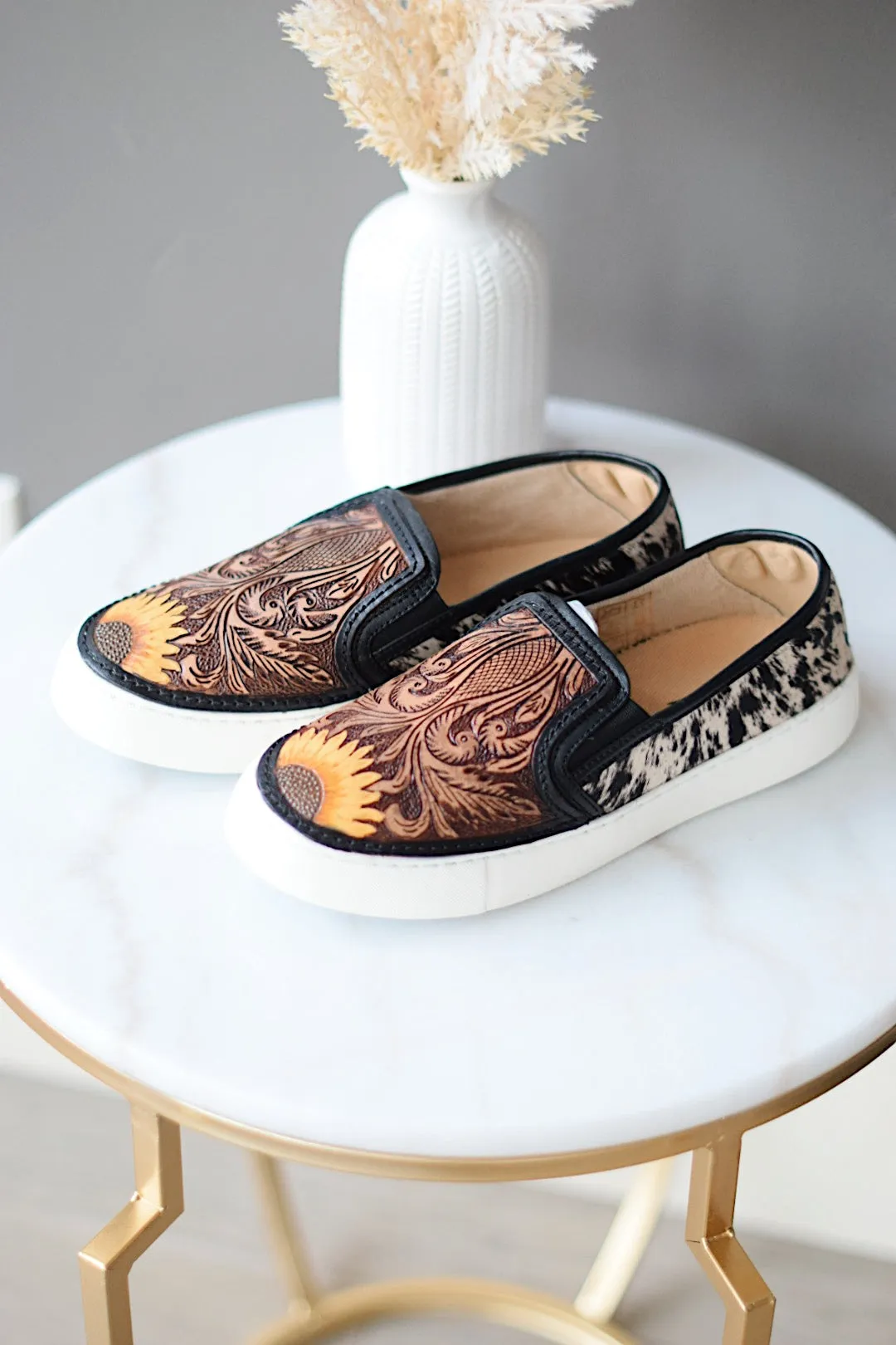Sunflower Tooled Leather Sneakers