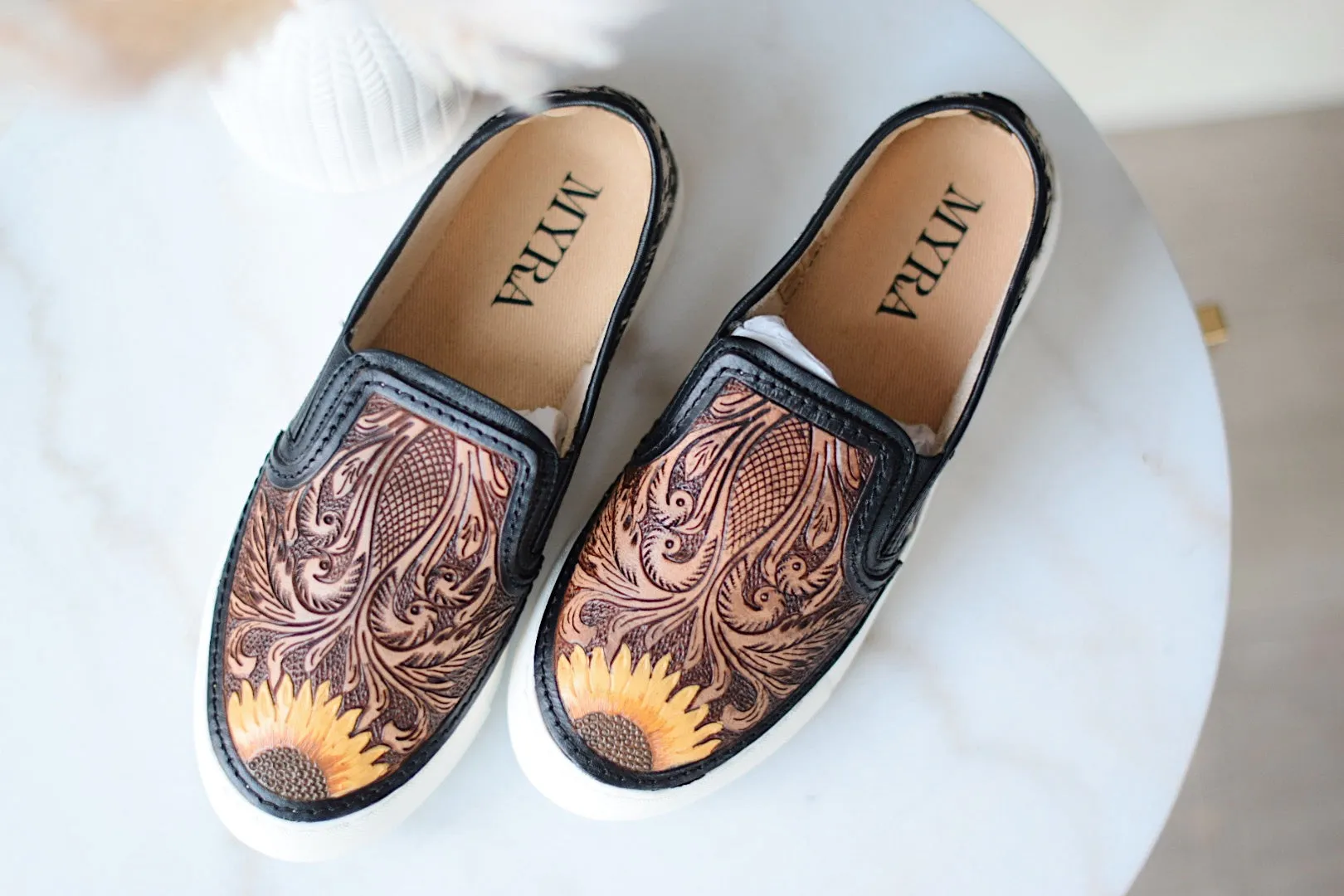 Sunflower Tooled Leather Sneakers