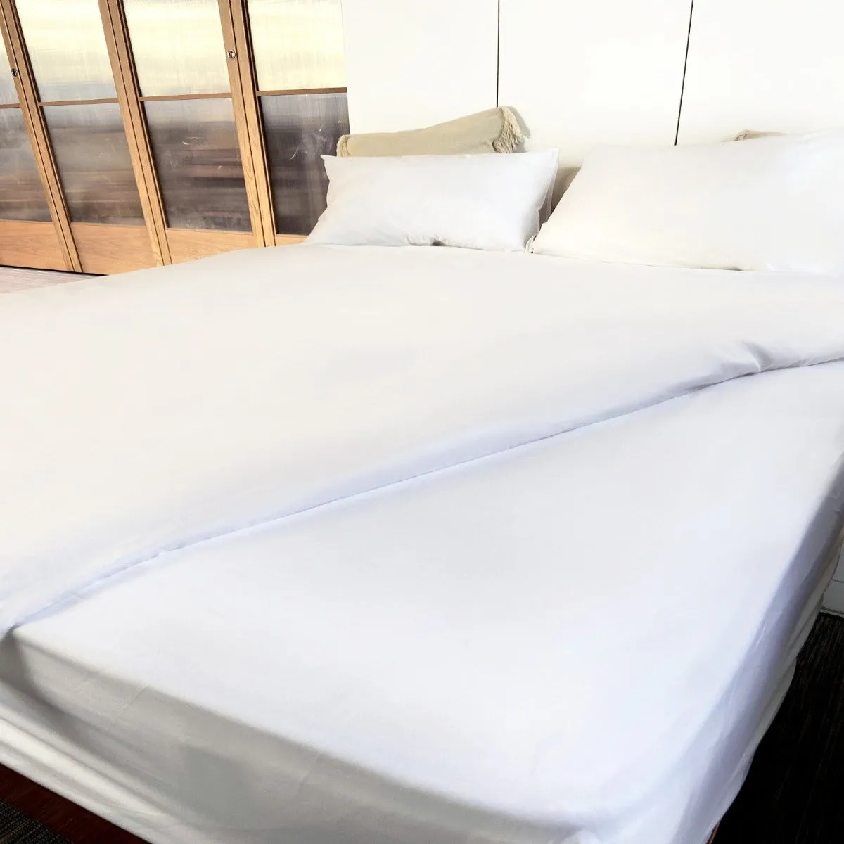 Supima Cotton Satin Bedsheets (Antimicrobial) - White
