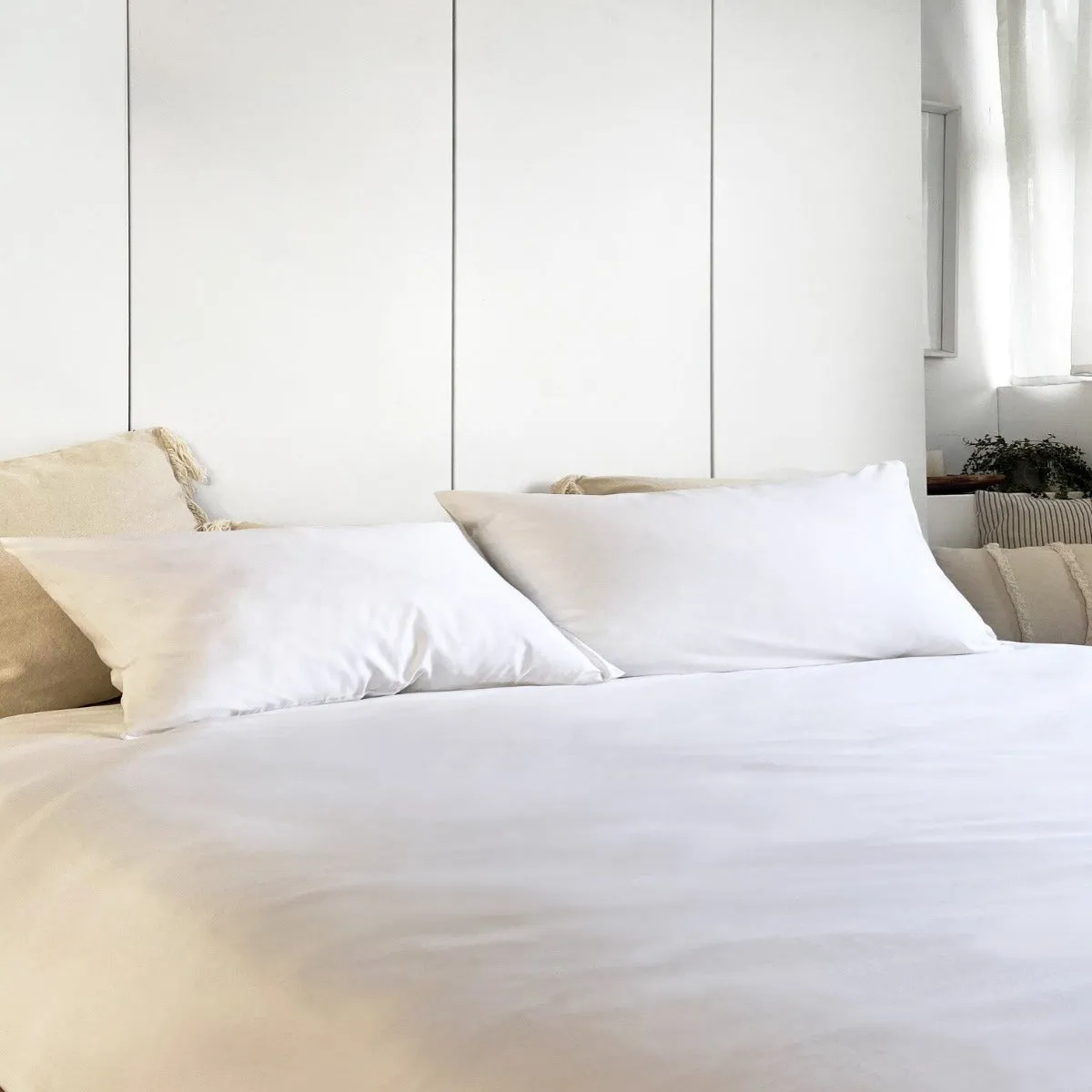 Supima Cotton Satin Bedsheets (Antimicrobial) - White