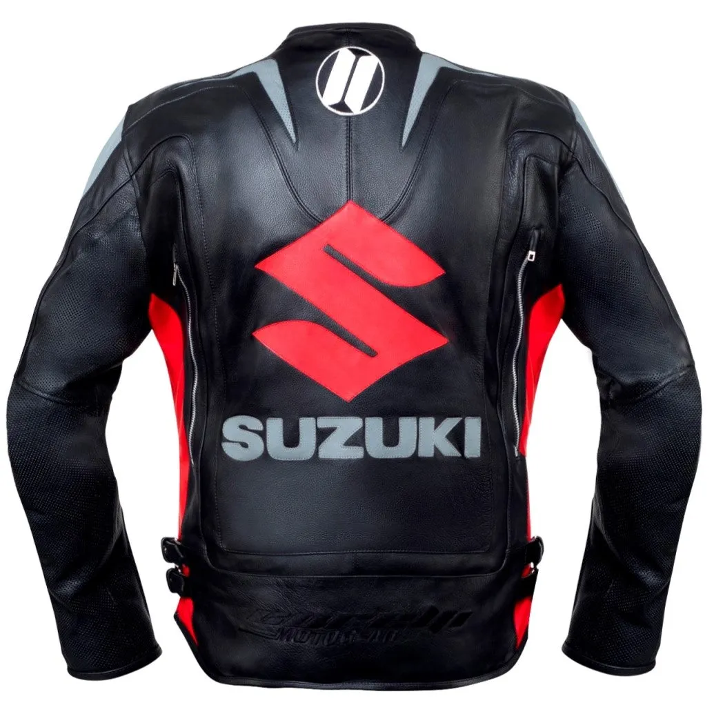 Suzuki Black Motorcycle Racing Leather Jacket