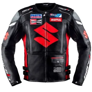 Suzuki Black Motorcycle Racing Leather Jacket
