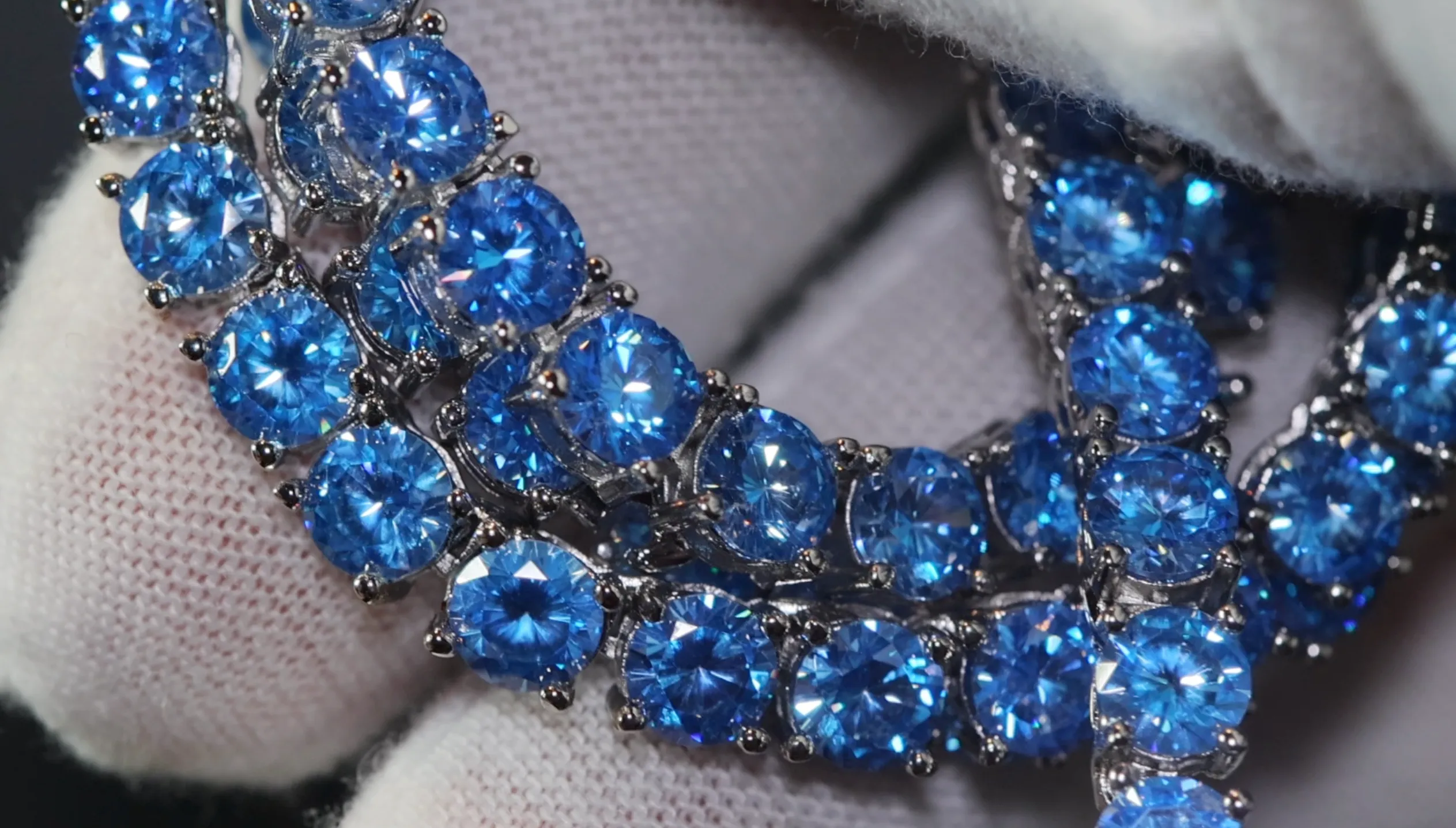 Tennis Chain | Blue Diamond Tennis Chain | Tennis Necklace | Aquamarine Tennis Chain | Iced Chain  | Diamond Tennis Chain | Hip Hop Chain