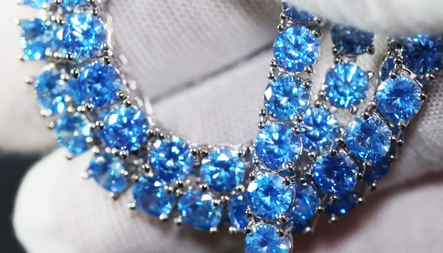 Tennis Chain | Blue Diamond Tennis Chain | Tennis Necklace | Aquamarine Tennis Chain | Iced Chain  | Diamond Tennis Chain | Hip Hop Chain