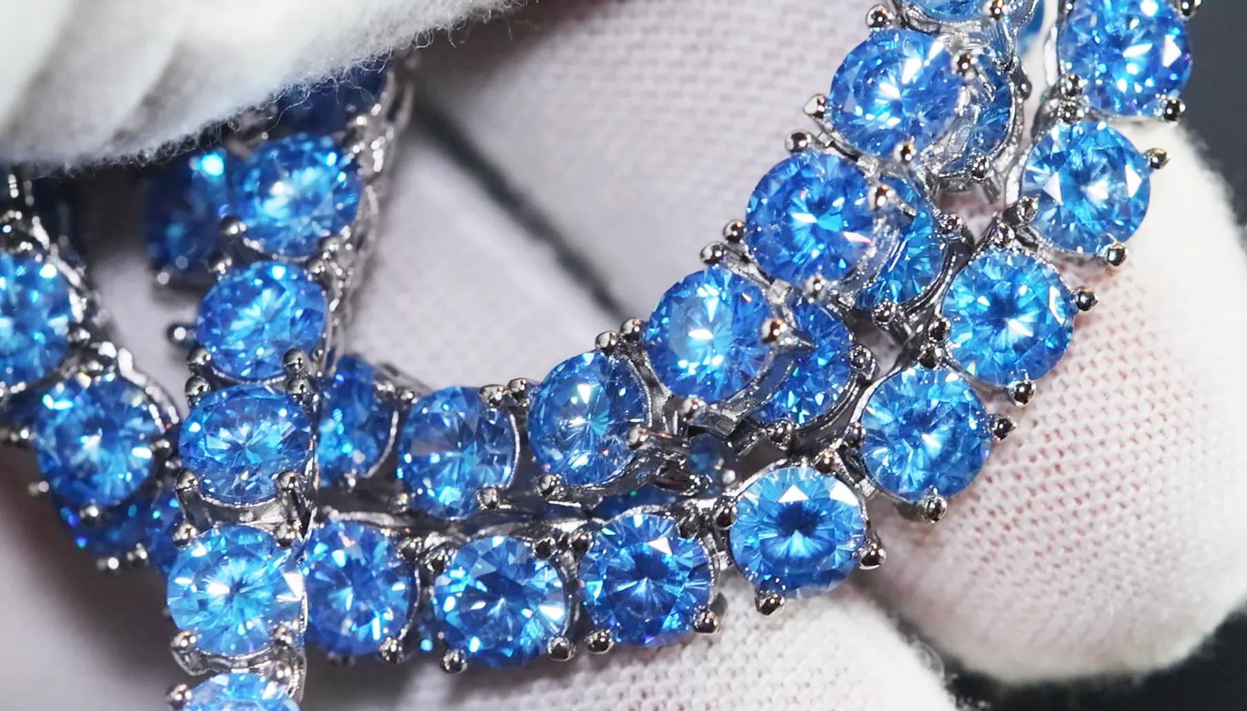 Tennis Chain | Blue Diamond Tennis Chain | Tennis Necklace | Aquamarine Tennis Chain | Iced Chain  | Diamond Tennis Chain | Hip Hop Chain