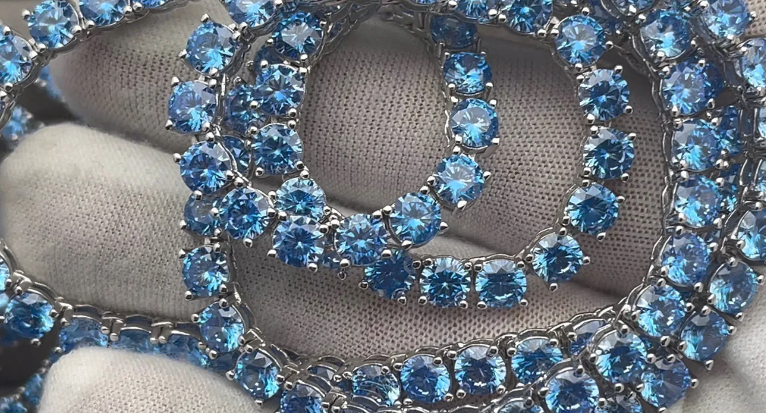 Tennis Chain | Blue Diamond Tennis Chain | Tennis Necklace | Aquamarine Tennis Chain | Iced Chain  | Diamond Tennis Chain | Hip Hop Chain