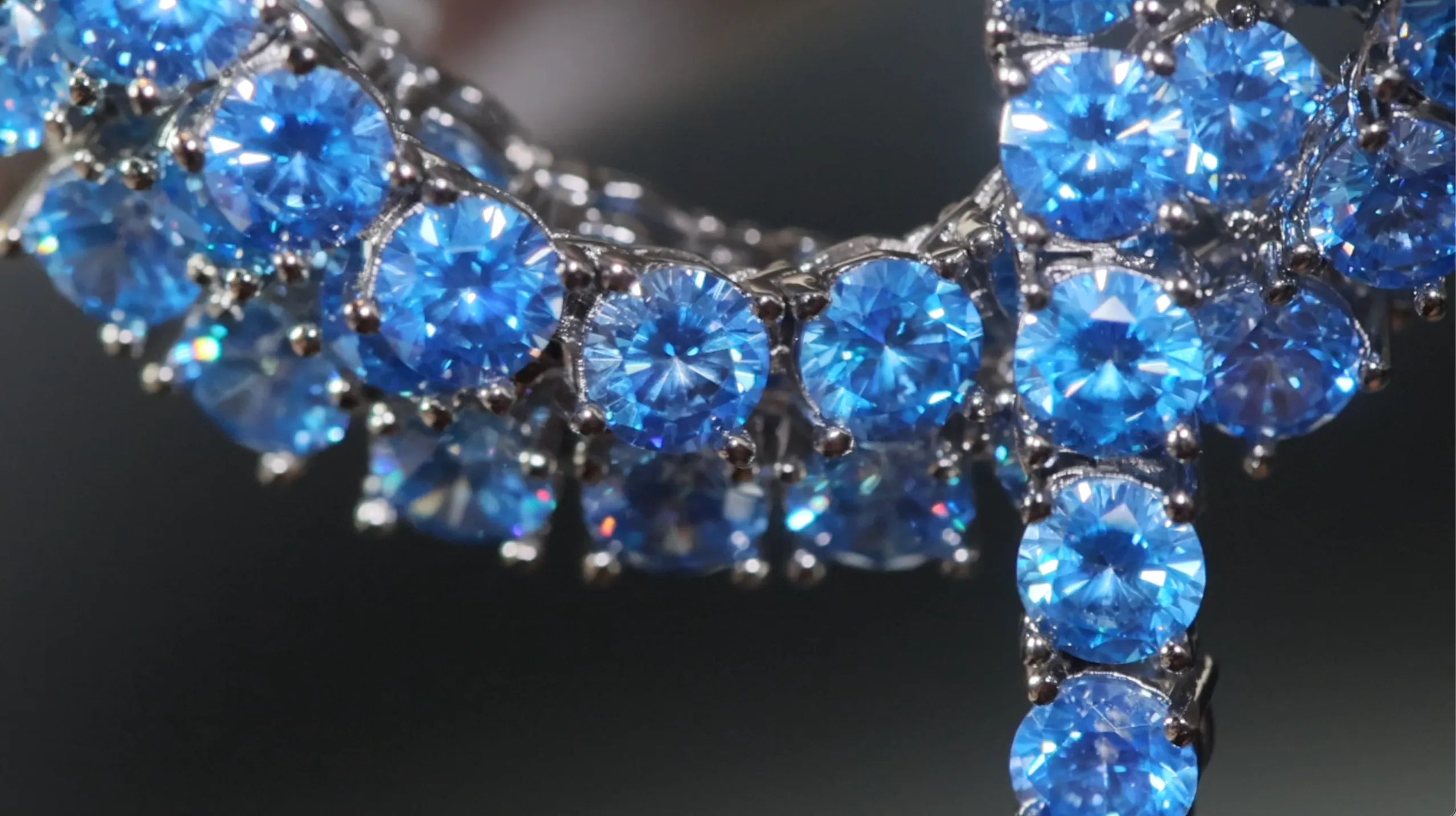 Tennis Chain | Blue Diamond Tennis Chain | Tennis Necklace | Aquamarine Tennis Chain | Iced Chain  | Diamond Tennis Chain | Hip Hop Chain