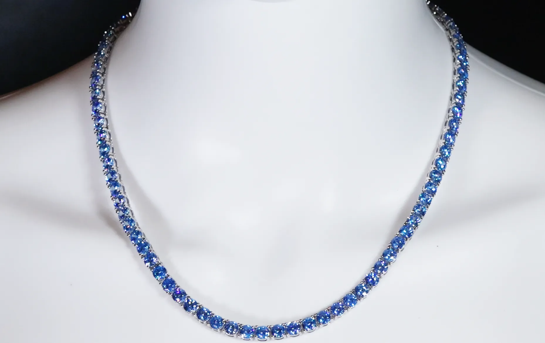 Tennis Chain | Blue Diamond Tennis Chain | Tennis Necklace | Aquamarine Tennis Chain | Iced Chain  | Diamond Tennis Chain | Hip Hop Chain