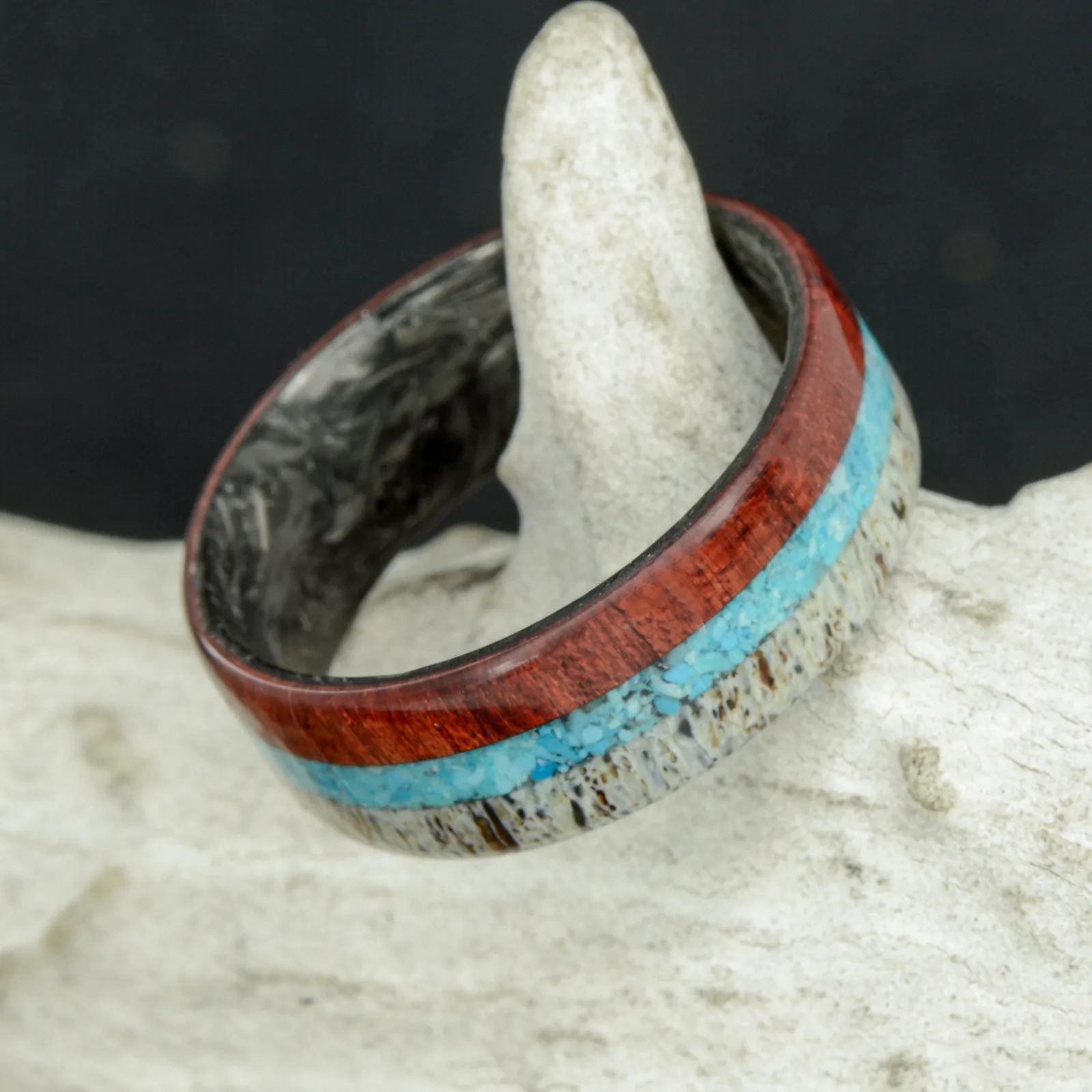 The Outdoorsman - Forged Carbon Fiber with Antler, Turquoise, and Bloodwood