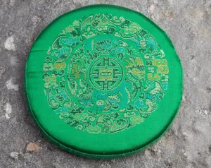 Tibetan Green Mandala Embroidery Singing Bowl Cushion