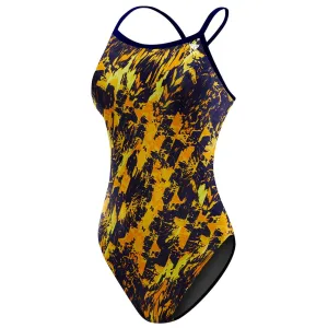 TYR Glisade Diamondfit Swimsuit: Navy/Gold