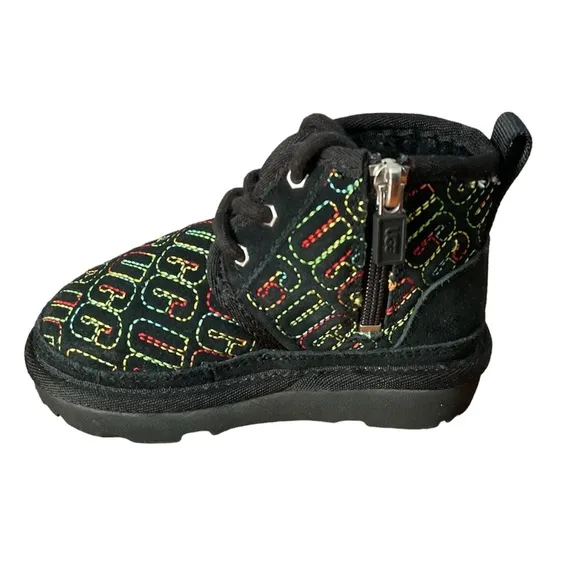 Ugg Boot Black Children Kids Logo Boot