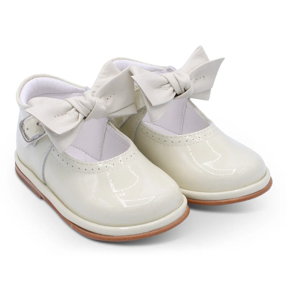 'Vitoria' Girls Ivory Patent Bar Shoes