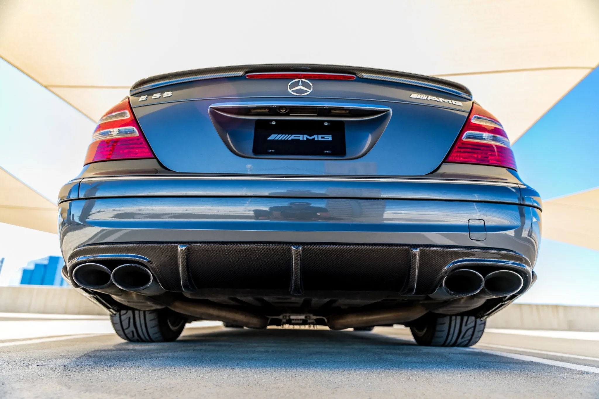 W211 E55 & E63 AMG 3 Fin Carbon Fiber Rear Bumper Diffuser