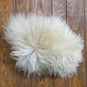White Sheepskin Cushion with Pelt Back
