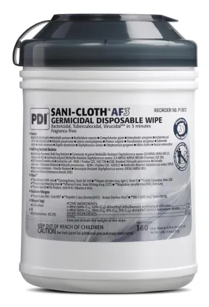 Wipes Sani-Cloth AF3 Hard 3 Minute Surface Disinfectant 160 Count 6x6.75 by PDI
