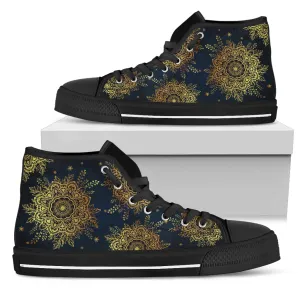 Womens Gold Lotus Mandala High Top