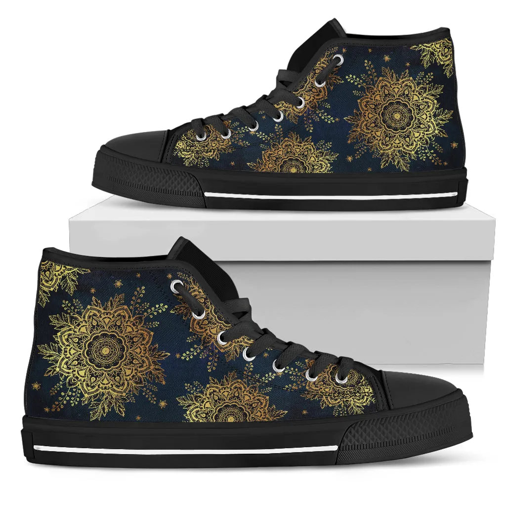 Womens Gold Lotus Mandala High Top
