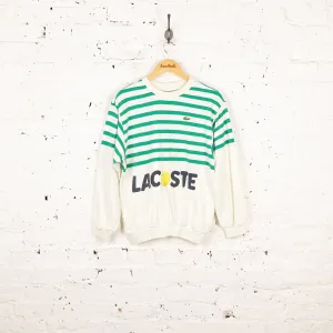 Women's Lacoste 90s Tennis Striped Sweatshirt - White - Women's S