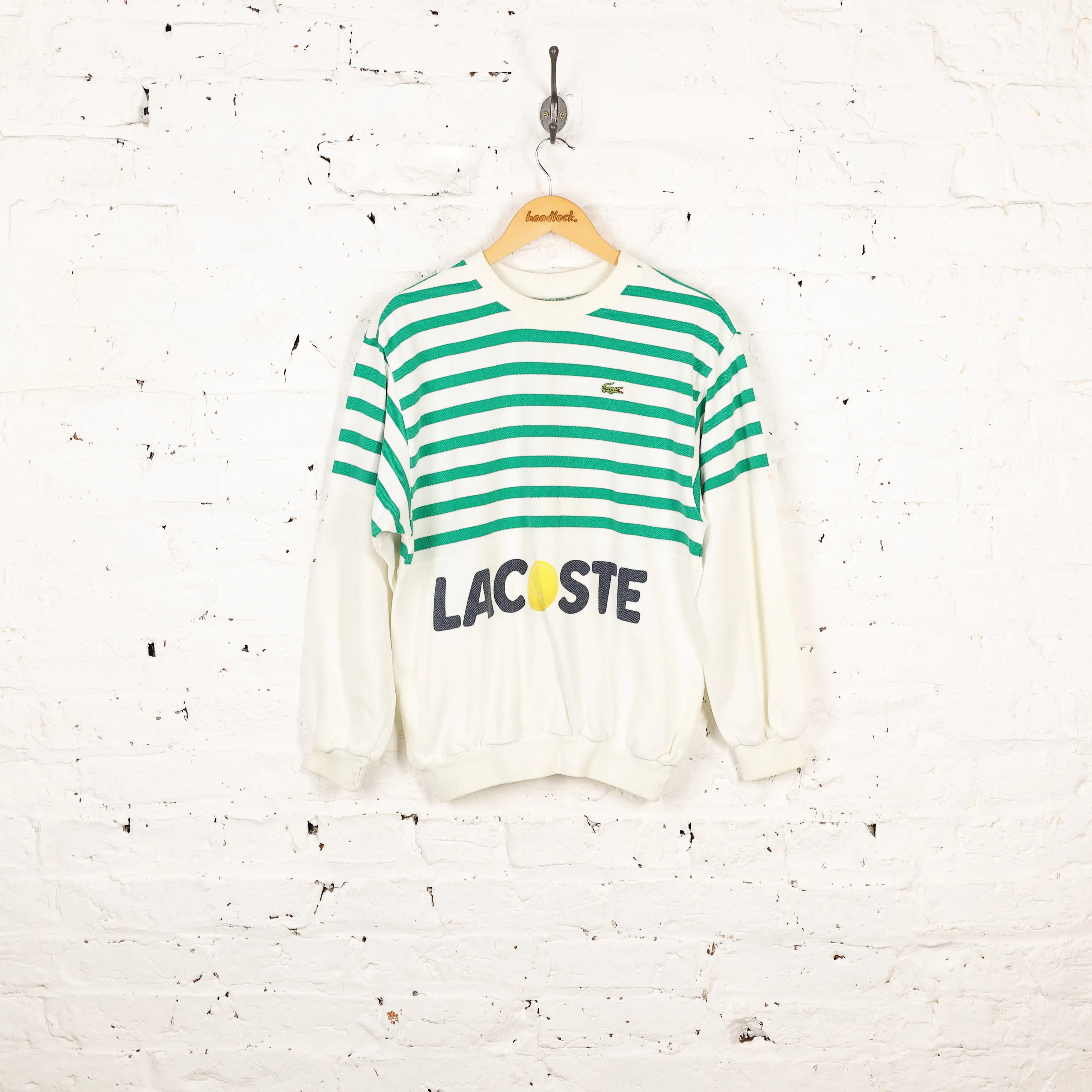 Women's Lacoste 90s Tennis Striped Sweatshirt - White - Women's S