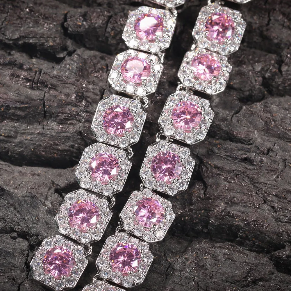 Woowooh 12.5MM Clustered Tennis Chain in Pink & Yellow