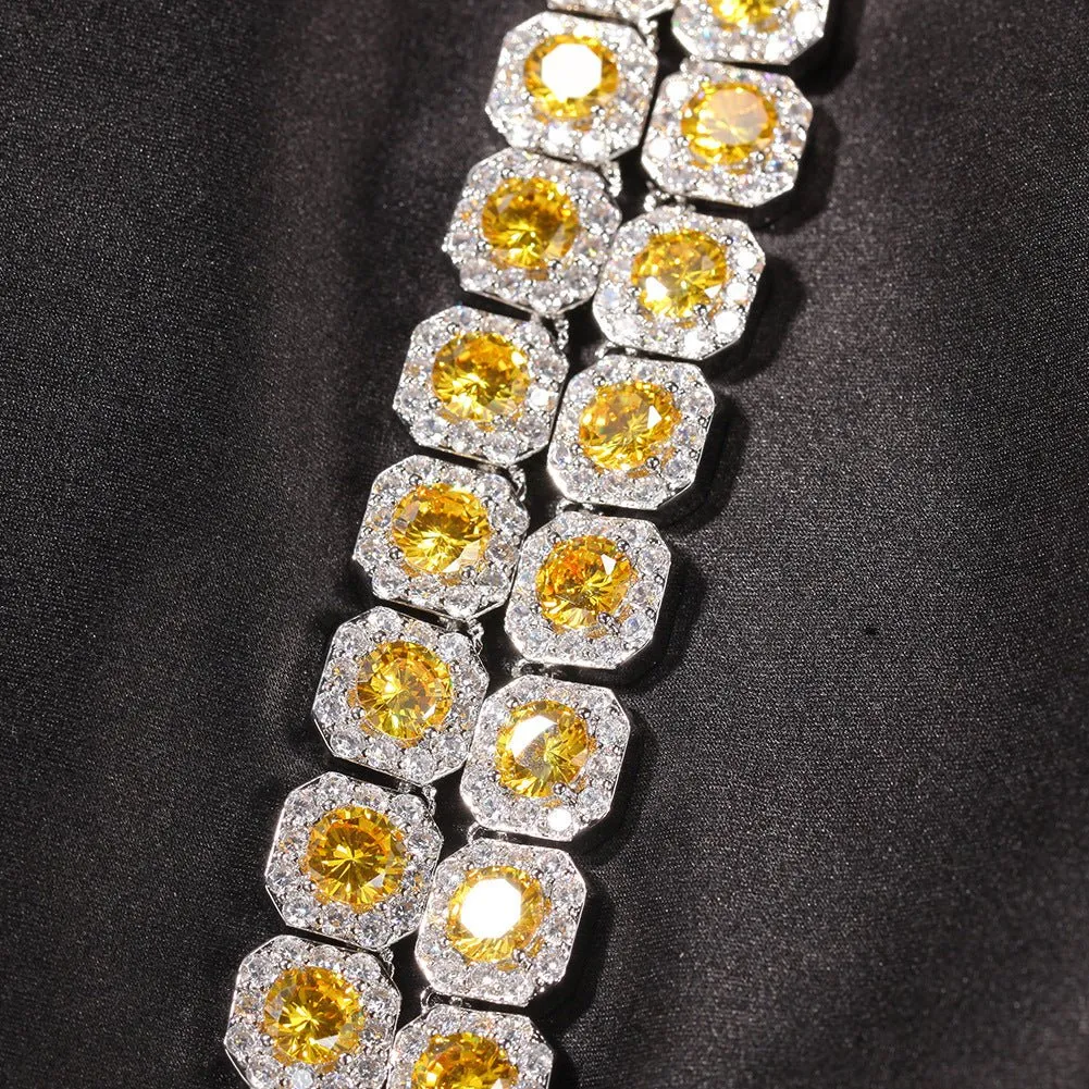 Woowooh 12.5MM Clustered Tennis Chain in Pink & Yellow