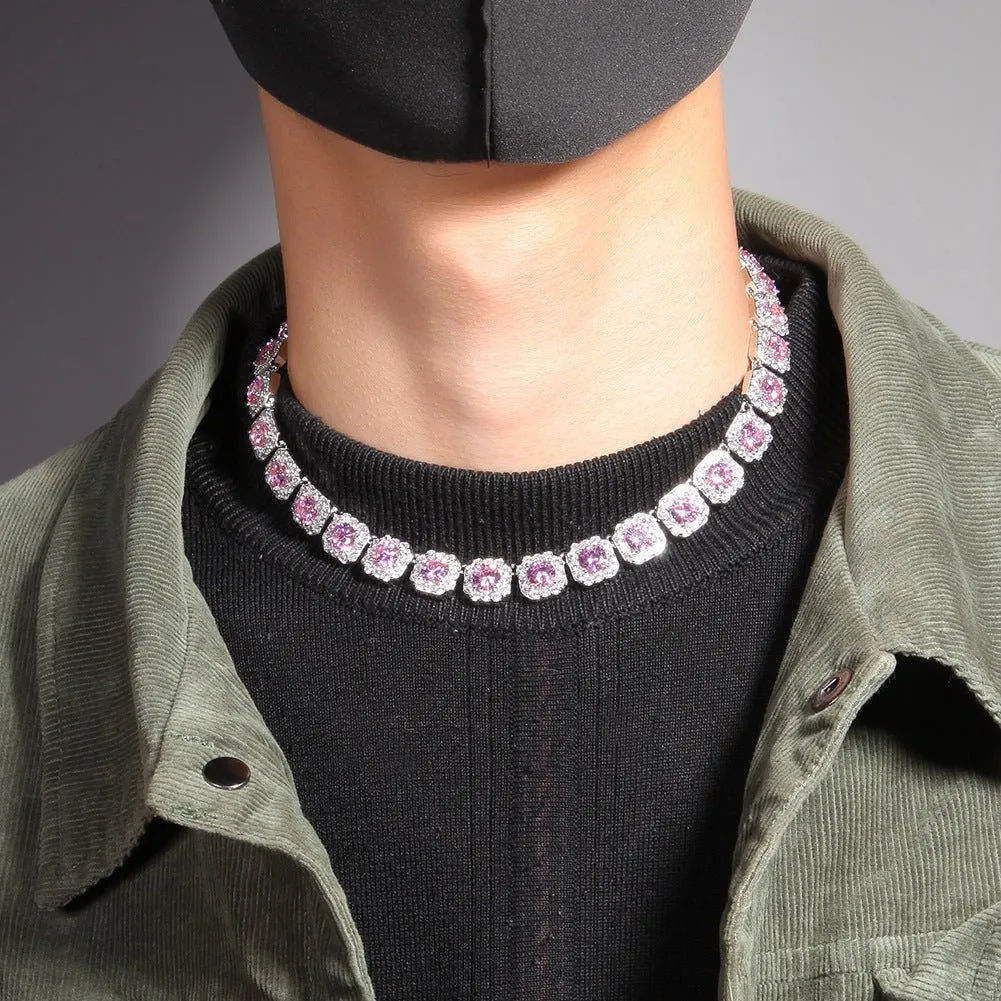 Woowooh 12.5MM Clustered Tennis Chain in Pink & Yellow